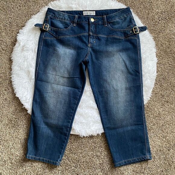 Phat Fashions Baby Phat Cropped Jeans Silver Label Vintage Womens Size 15 - Picture 1 of 10